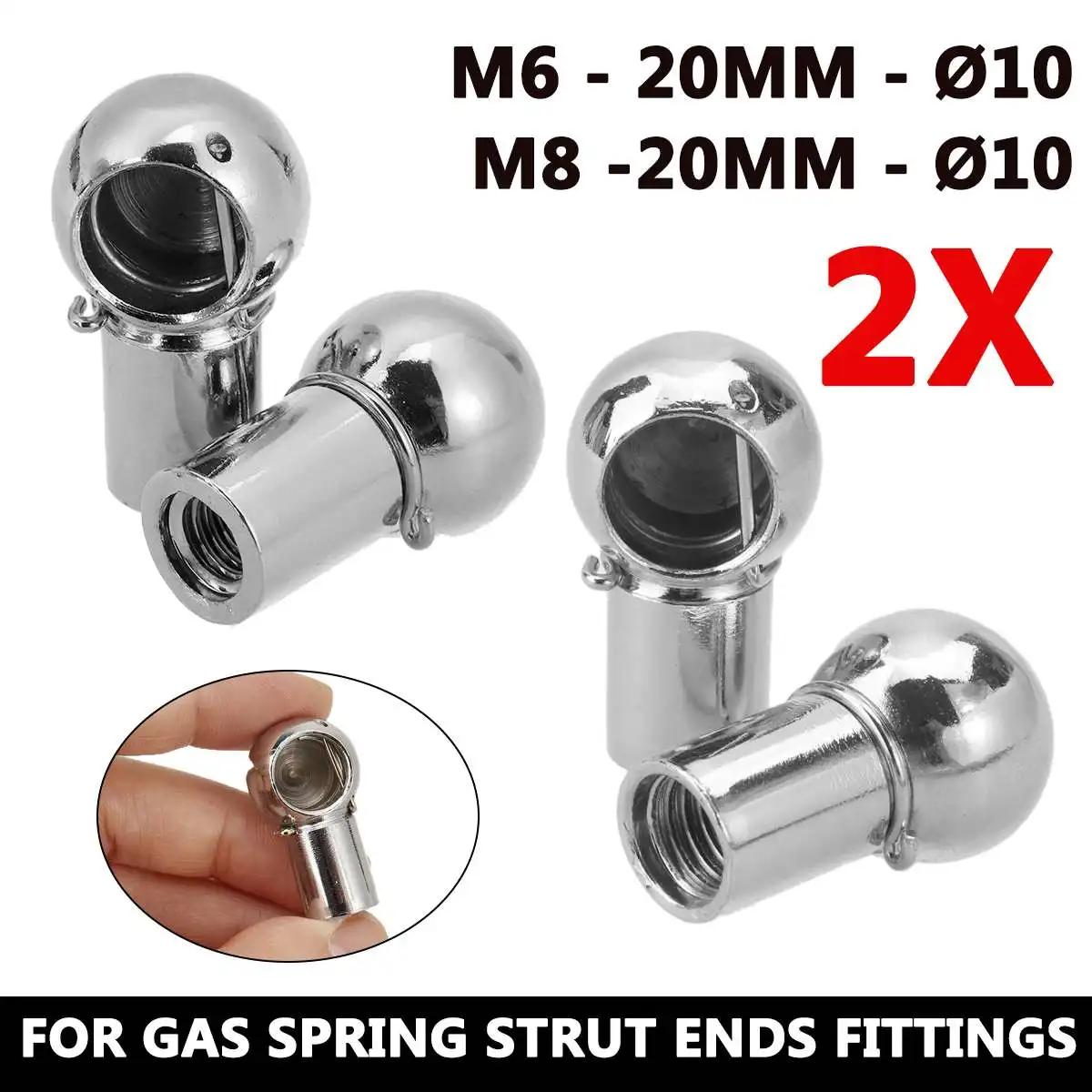 2pcs Universal Silver M6 M8 Bo - Eyepin Ball End review and price