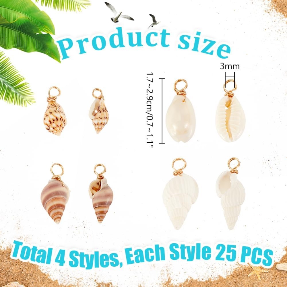 100pcs 4 Styles Natural Shell  - Jewelry Making Tutorials review and price