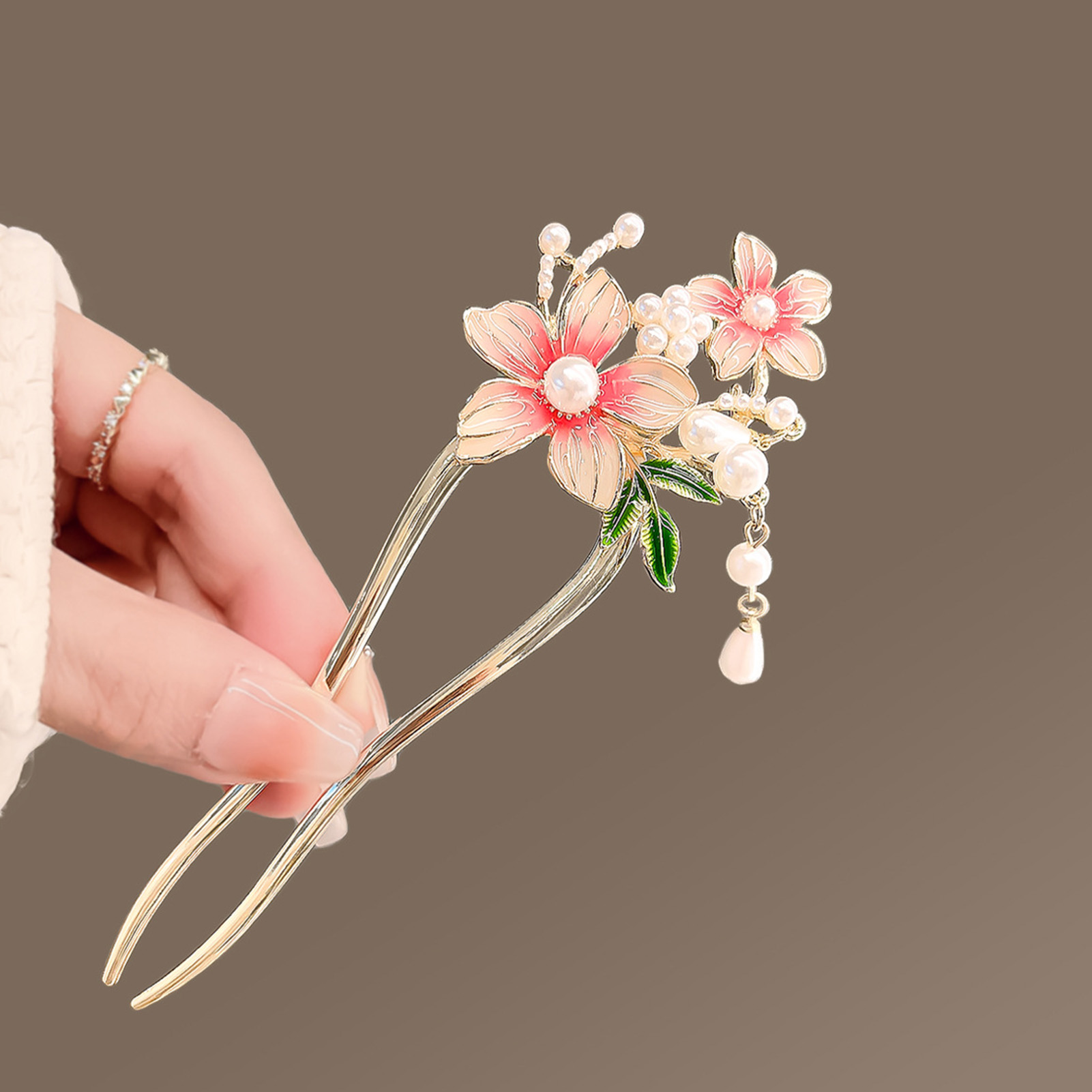 Elegant Pink Flower Hair Pin U - Jewelry Making Adults review and price