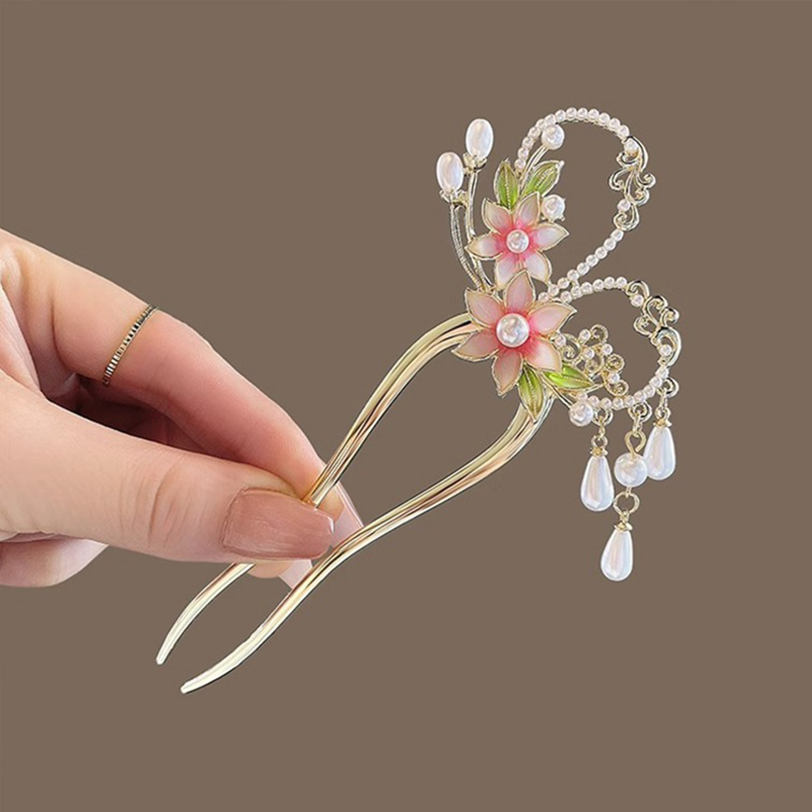 Elegant Pink Flower Hair Pin U - Jewelry Making Adults review and price